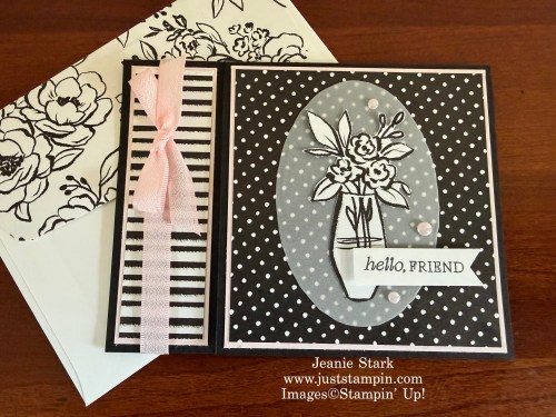 Stampin' Up! Aritsian Sketched Garden fun fold birthday card with Delicate Whispers stamp set-Jeanie Stark StampinUp