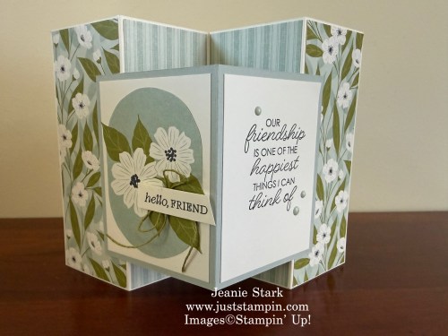 Stampin' Up! Lovely Blossoms and Framed All Around multi panel accordion fun fold friend card ideas-Jeanie Stark StampinUp