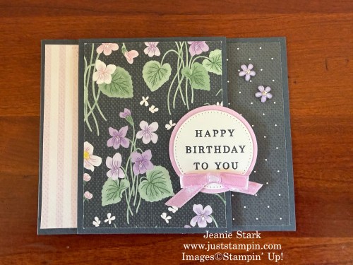 Stampin' Up! Framed Violets fun fold birthday card with Violet Dreams Designer Series Paper-Jeanie Stark StampinUp
