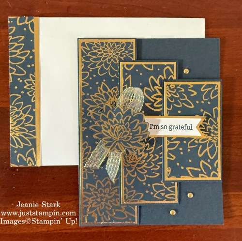 Stampin' Up! Banner Sayings and Luxe Foliage fun fold thank you card idea-Jeanie Stark StampinUp