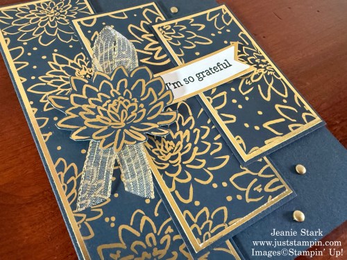 Stampin' Up! Banner Sayings and Luxe Foliage fun fold thank you card idea-Jeanie Stark StampinUp