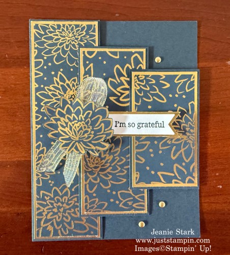 Stampin' Up! Banner Sayings and Luxe Foliage fun fold thank you card idea-Jeanie Stark StampinUp
